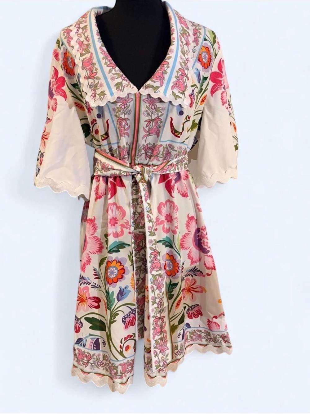 Vintage 70s Floral Dress with Bell Sleeves